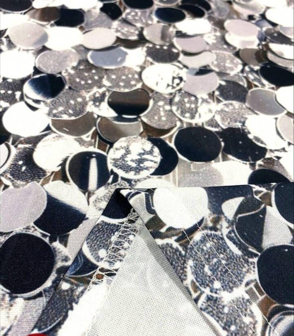 Silver Sequin Printed Bodycon Dress