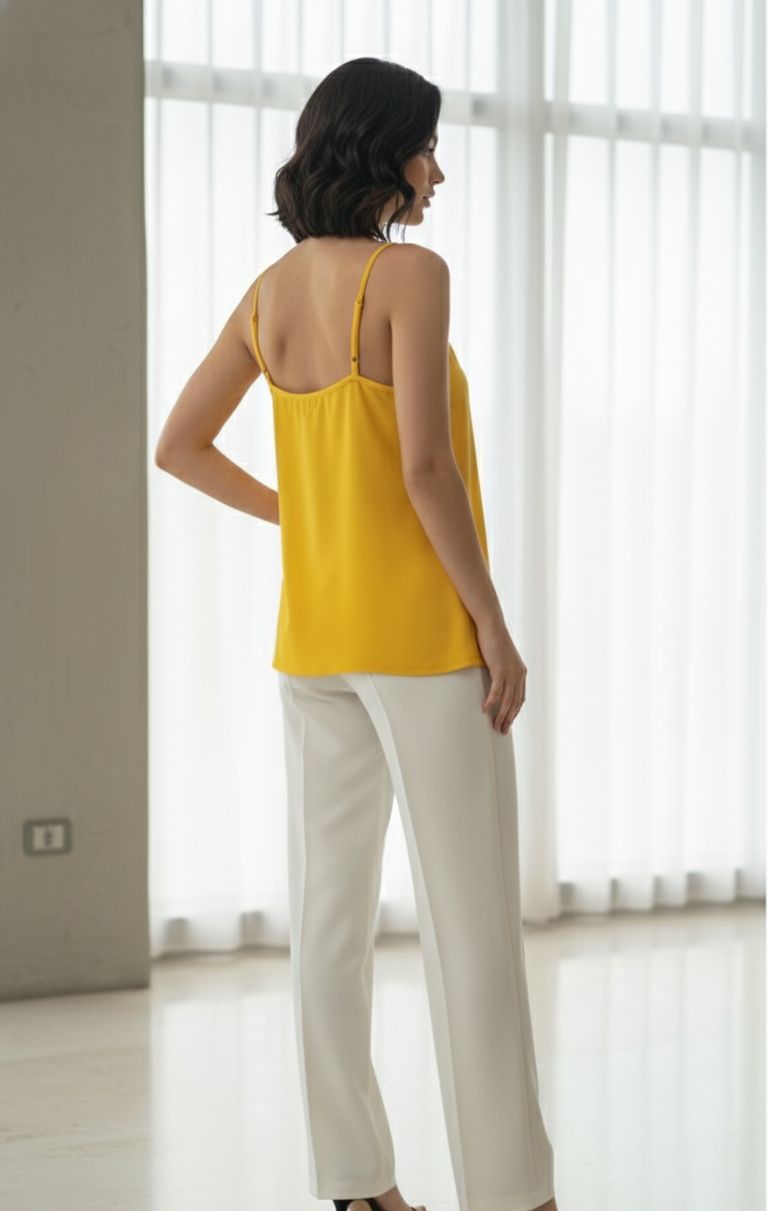 Yellow Black Sequin Striped Top