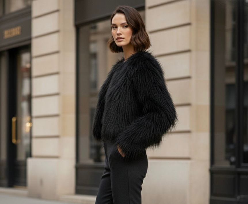 Black Faux Fur Coat