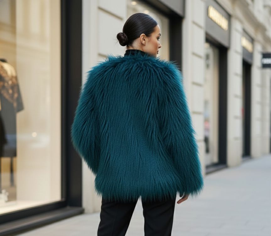 Green Faux Fur Coat