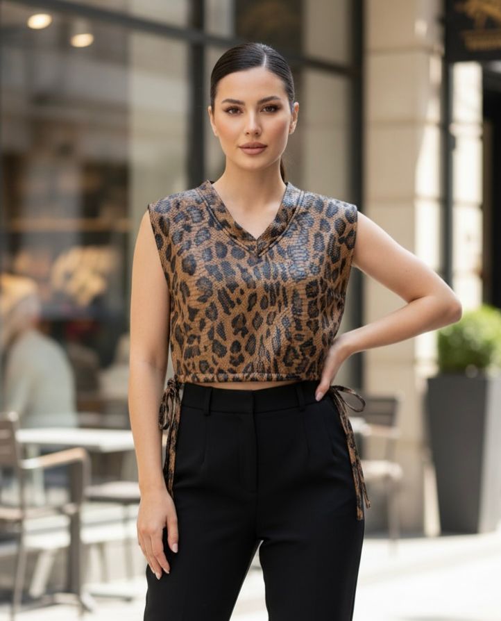 Leopard Print Side Knot Top