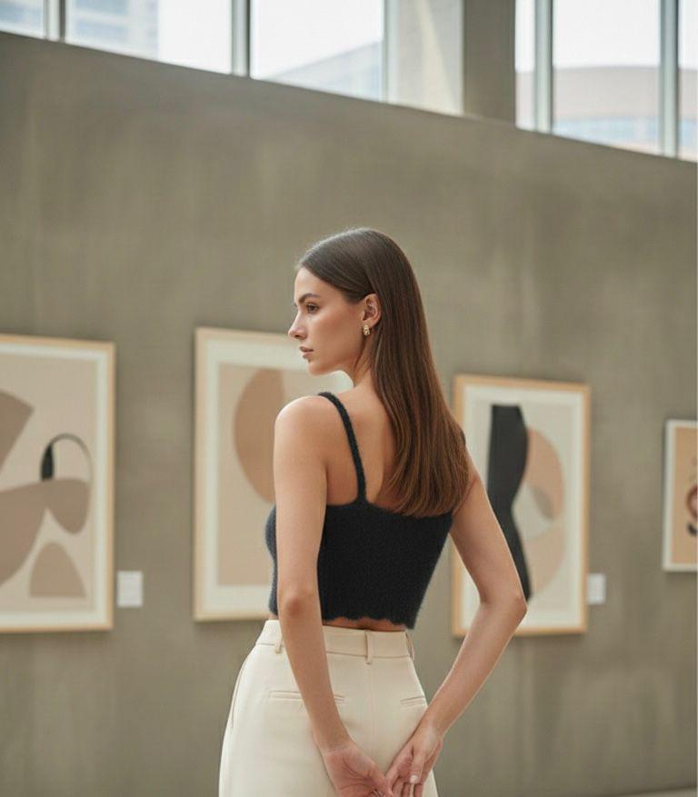 Black Ribbed Fit Strip Crop Top