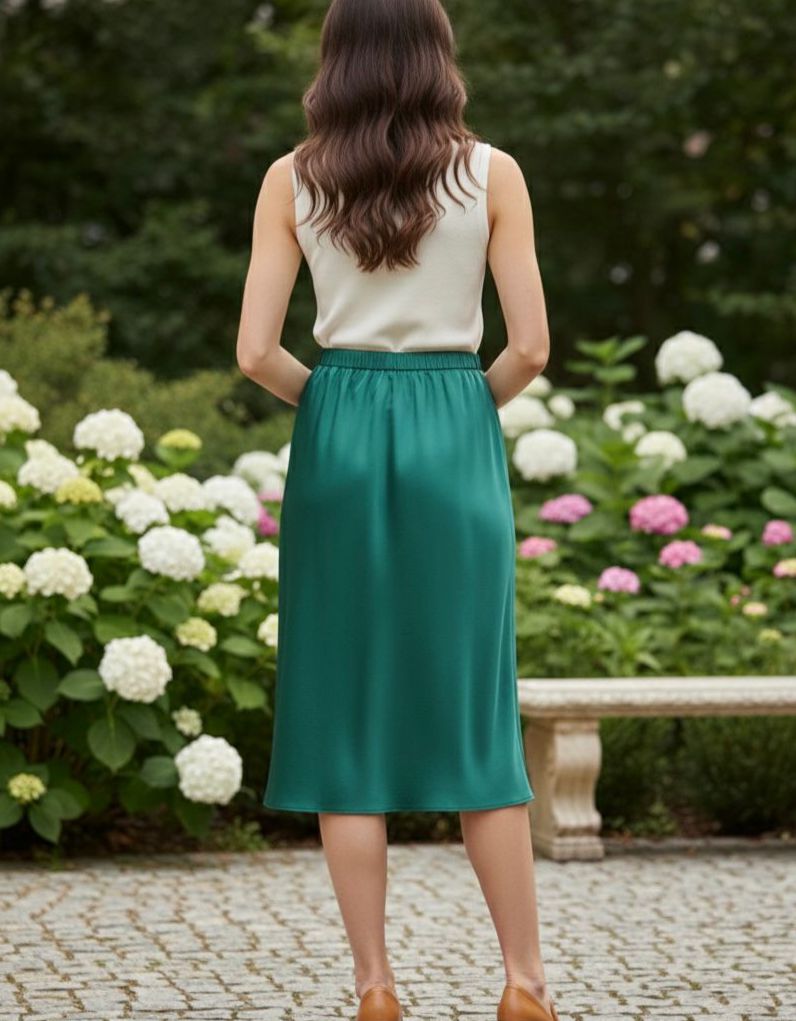 Green Satin Skirt