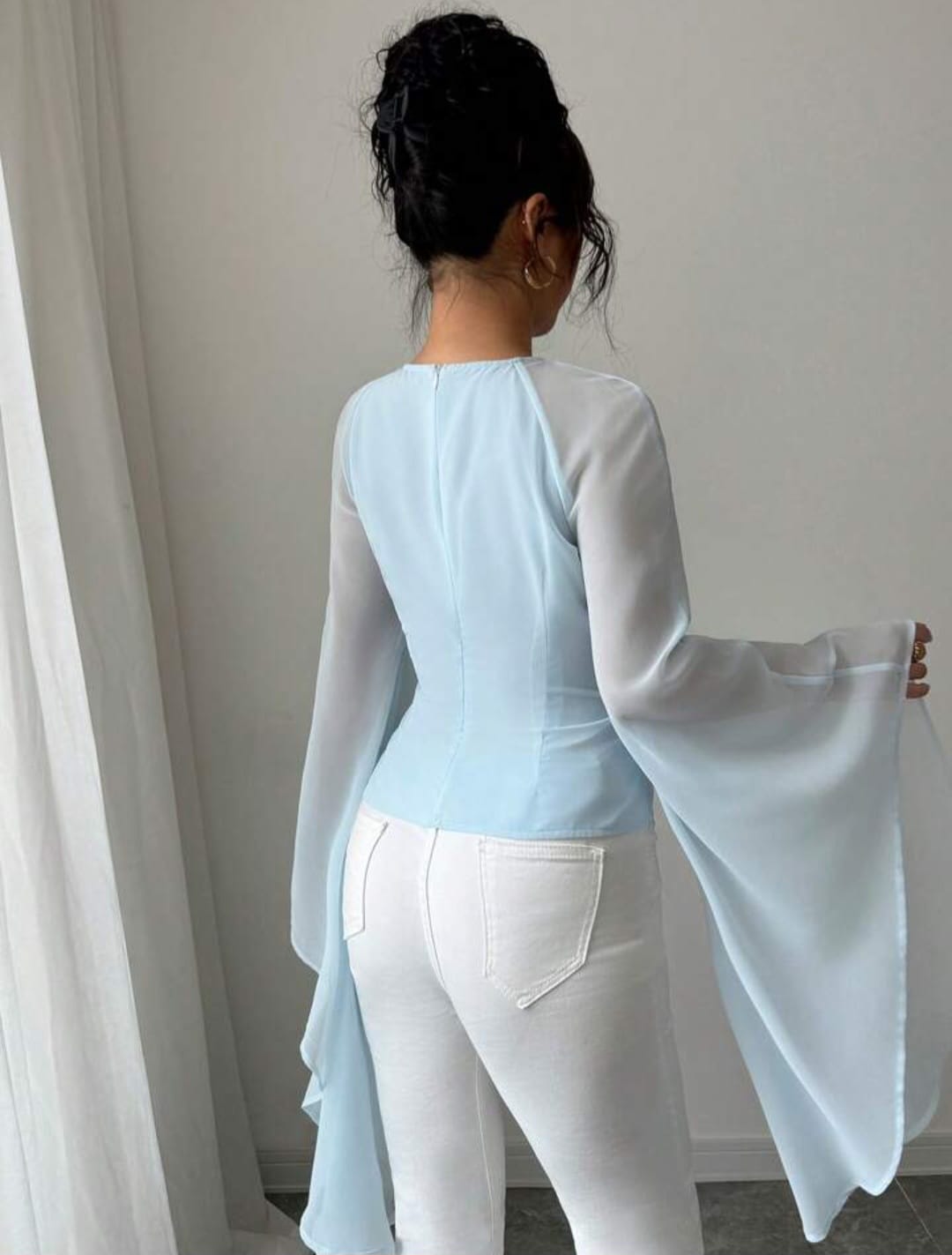 Cuff Design Round Neck Top