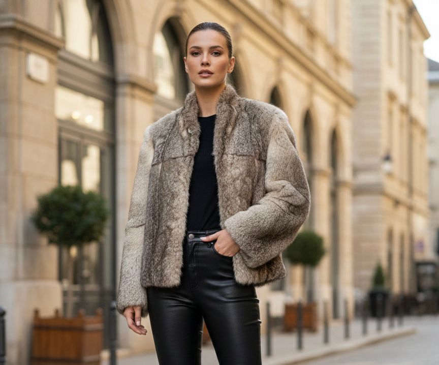 Greyish Brown Fuzzy Coat