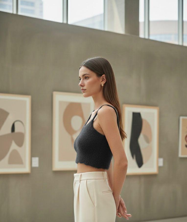 Black Ribbed Fit Strip Crop Top