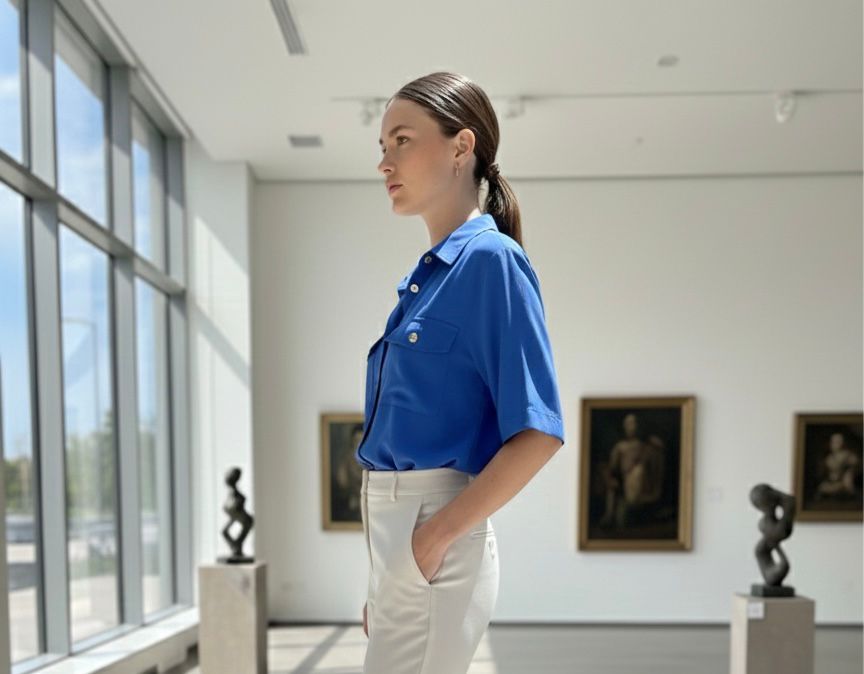 Blue Golden Buttoned Shirt