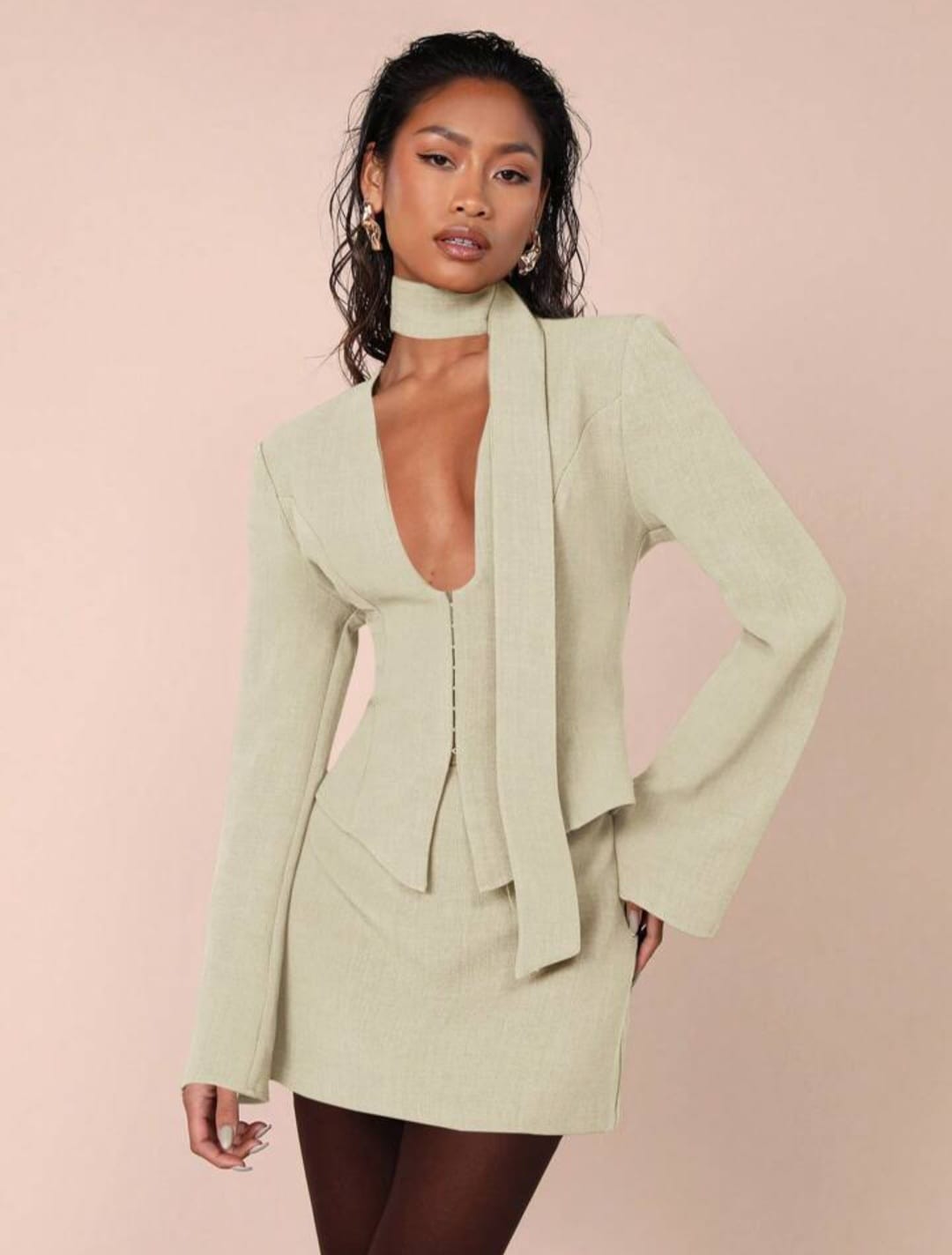 Long Sleeve Jacket & A-Line Skirt Set