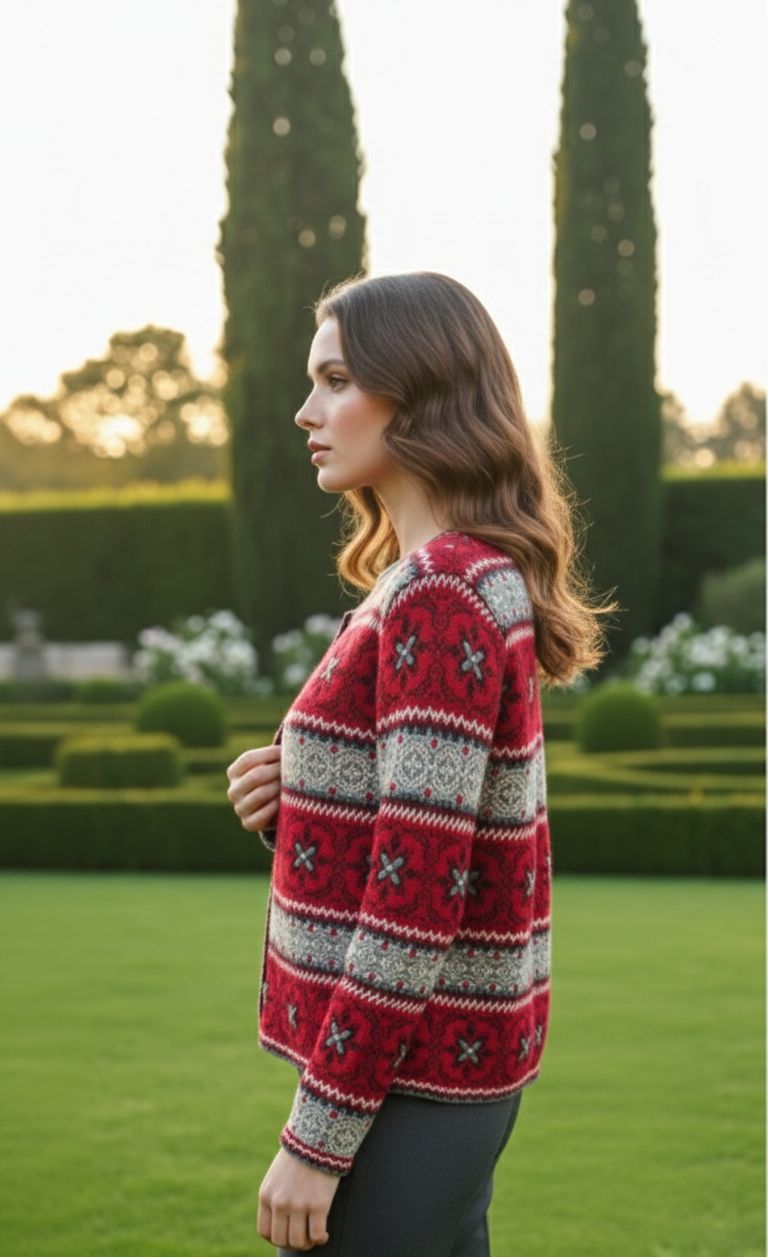 Christmas Print Button Cardigan