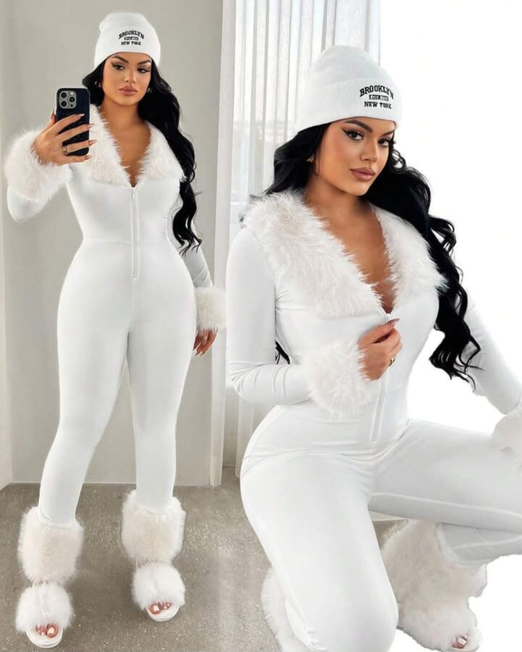 Zip Up Half Turtleneck Jumpsuit