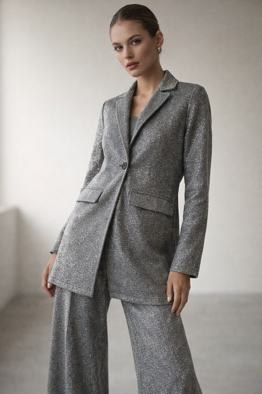 Silver Shimmery Formal Co-Ord Set