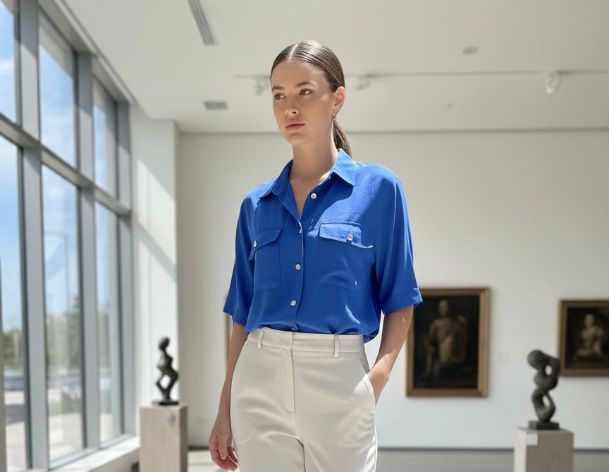 Blue Golden Buttoned Shirt