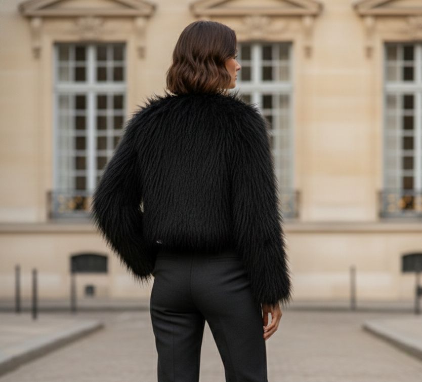 Black Faux Fur Coat