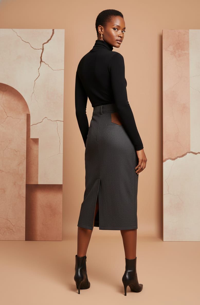 Grey Denim Mid Skirt