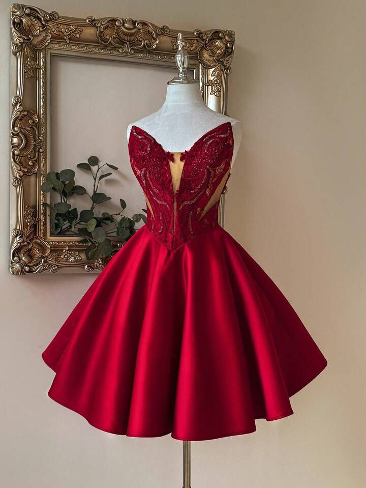 3D Embroidered Lace Luxury Satin Frock