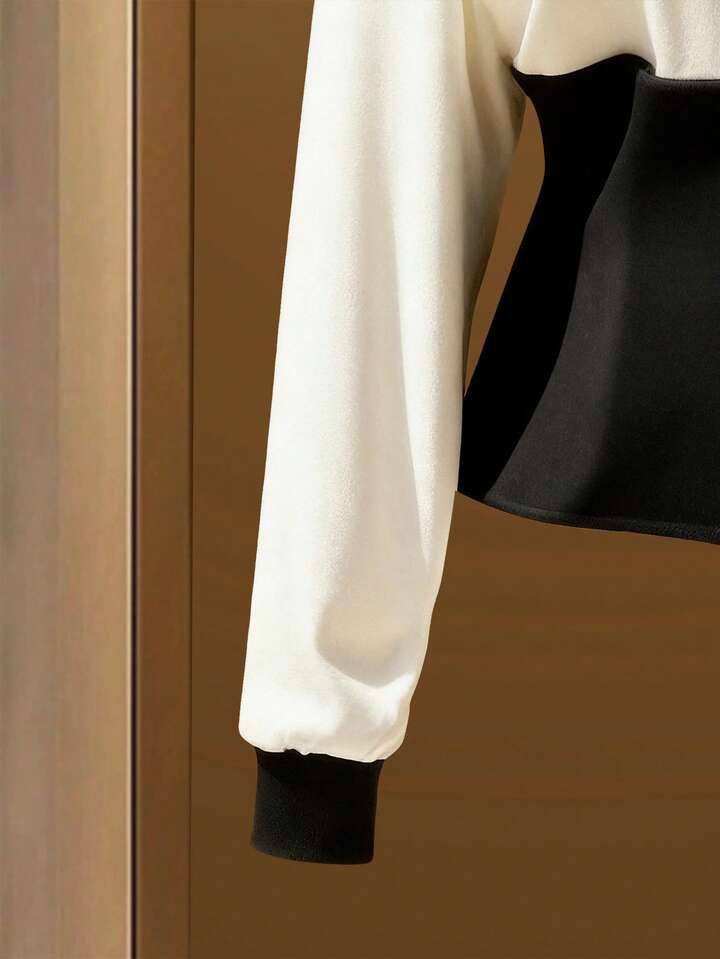 White Black Hooded Colour Block Jacket