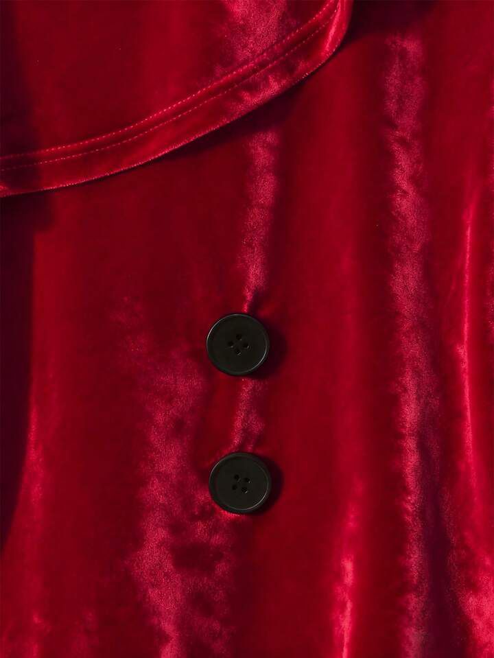 Maroon Red Velvet All Weather Co Ord Set