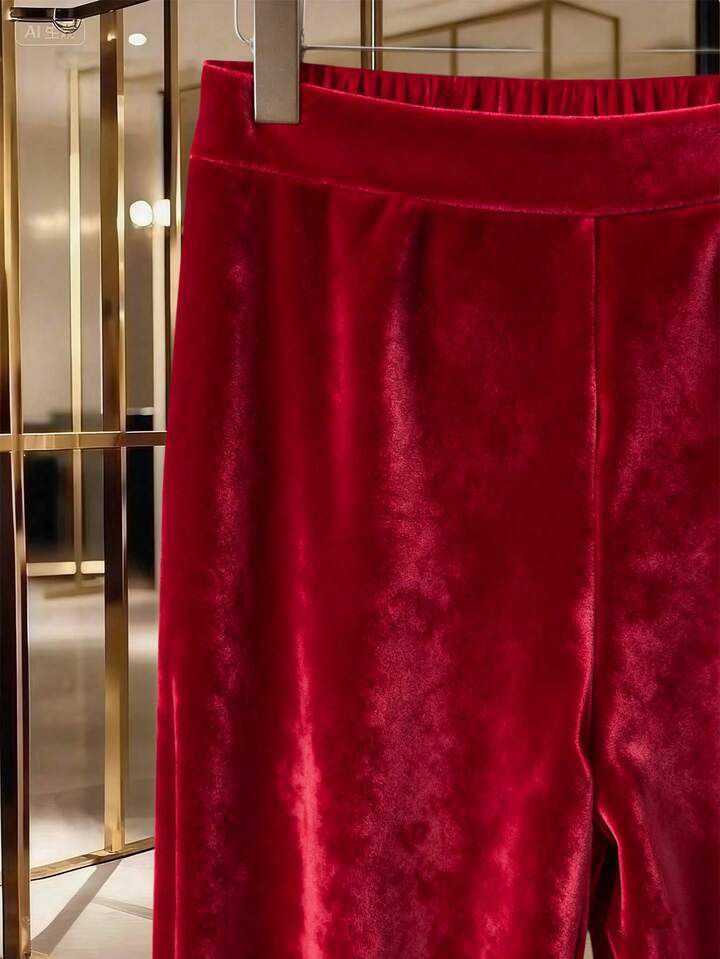 Maroon Red Velvet All Weather Co Ord Set