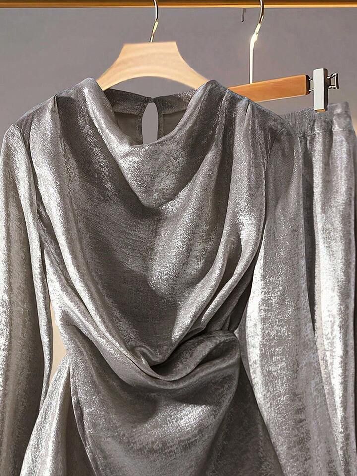 Knotted Top And Hem Midi Skirt Set