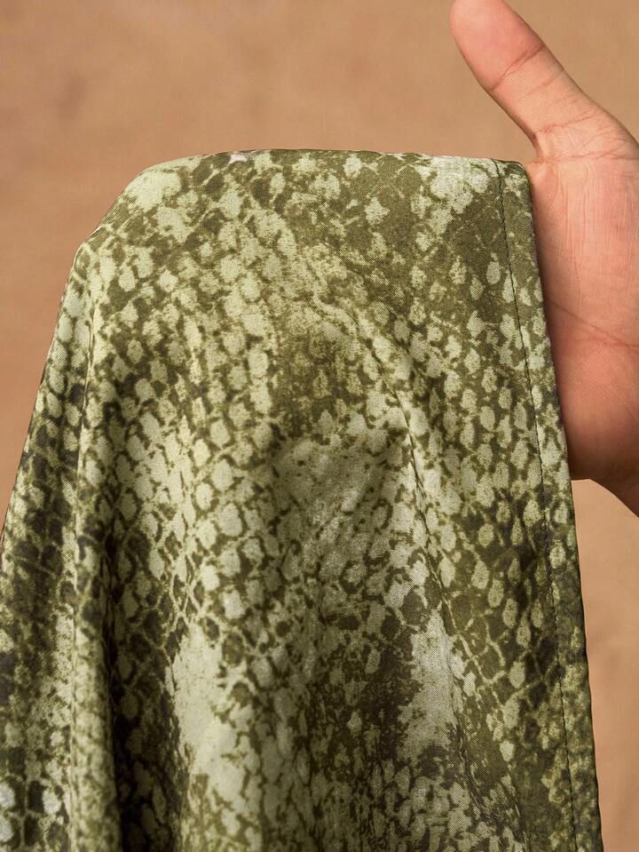 Green Snake Print Tie Top Pants Co Ord Set