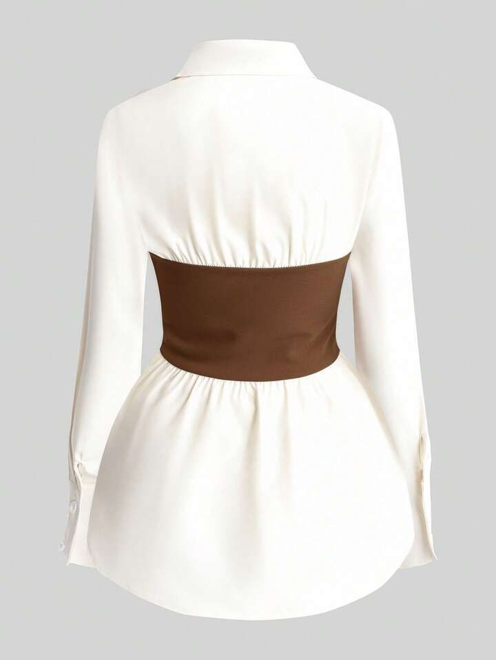 Waist Cinching Shirt With Wide Leg Pant Co Ord Set