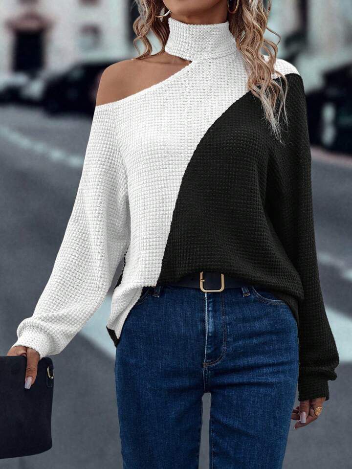 Colour Block White Off Shoulder Top