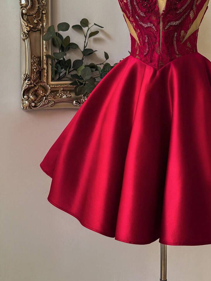 3D Embroidered Lace Luxury Satin Frock