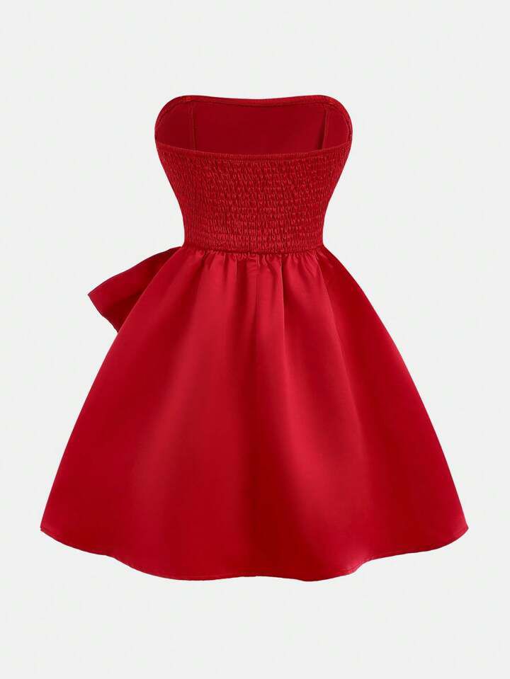 Red Bow Decor Dress