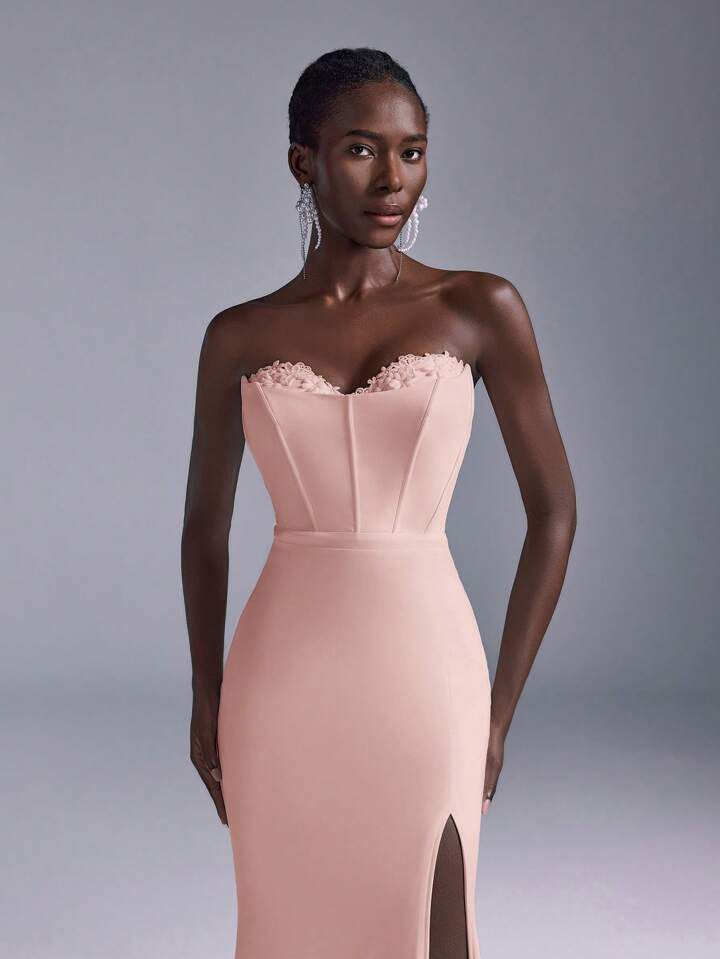 Baby Pink Slit Fish Tall Gown