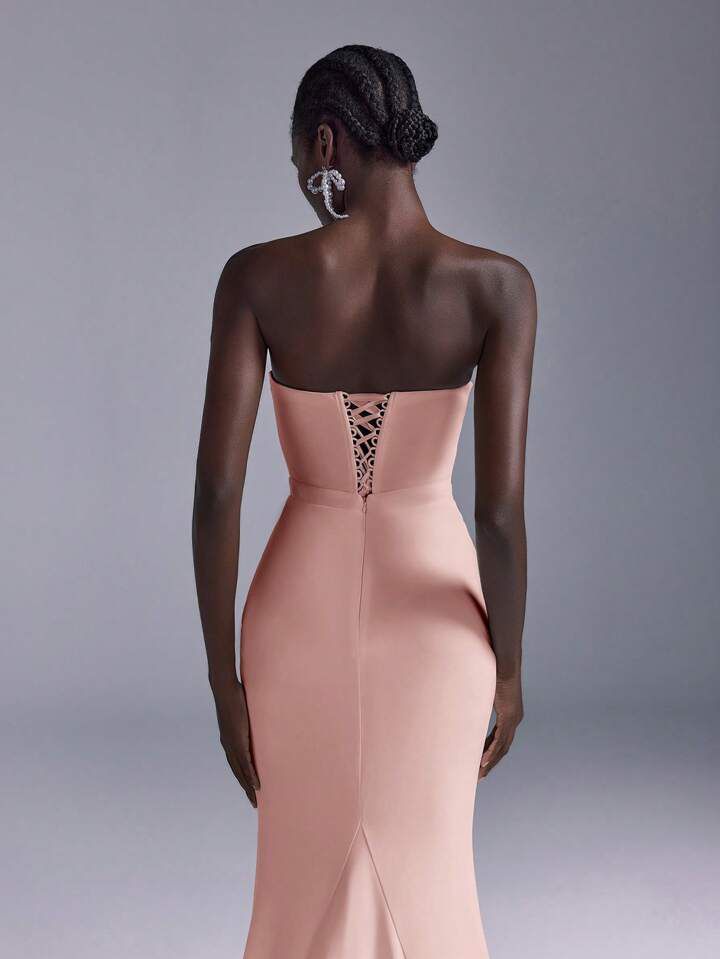 Baby Pink Slit Fish Tall Gown