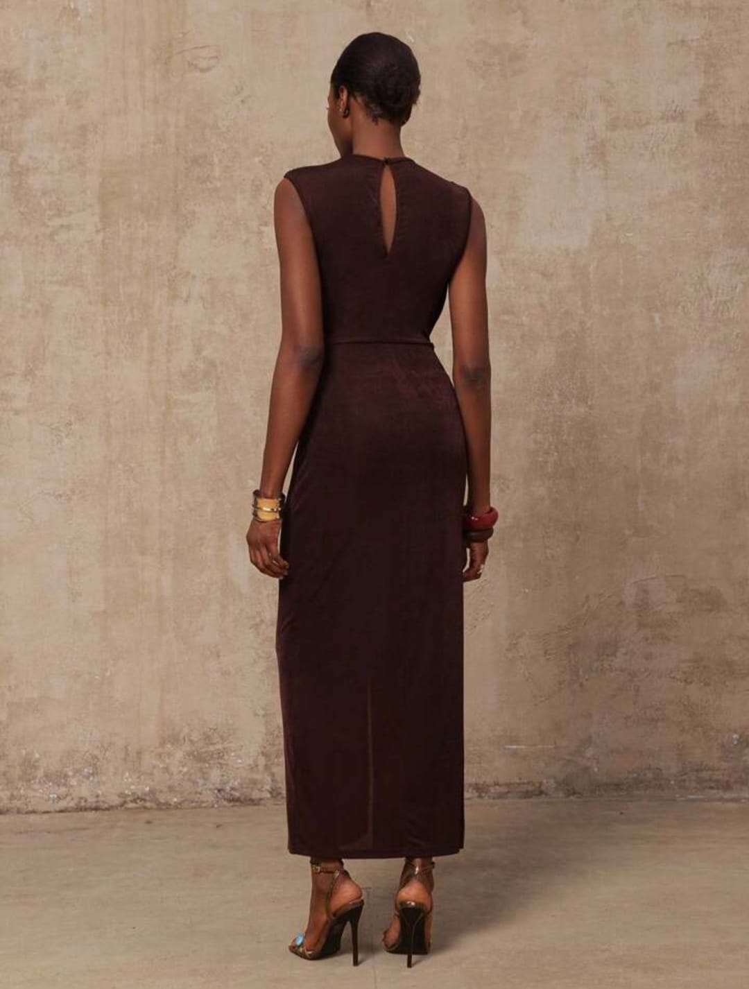 Knitted Sleeveless Ruched Dress