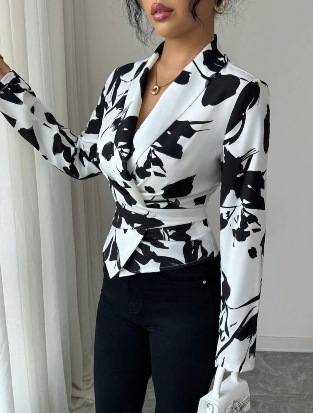 Floral Print Belted Top