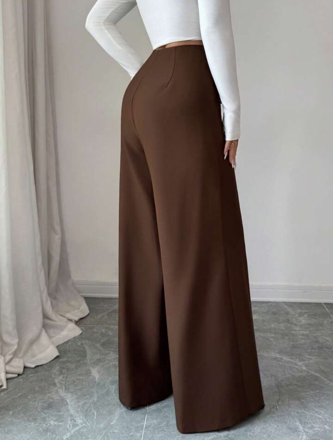 Twill Side Zipper Flared Pants