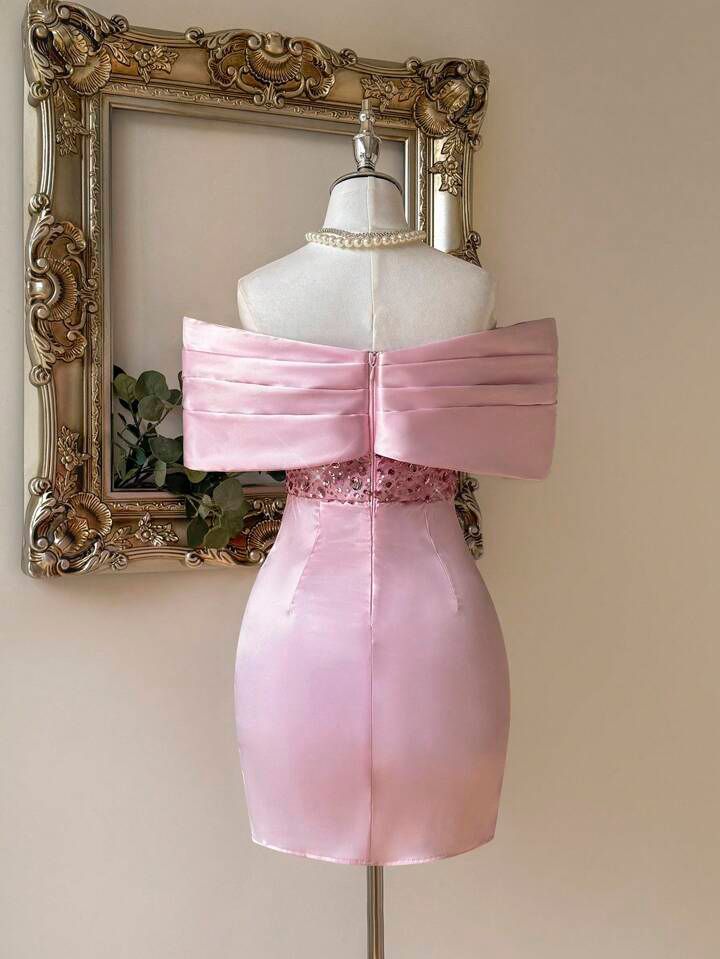 Sequin Patchwork Bow Design Dress