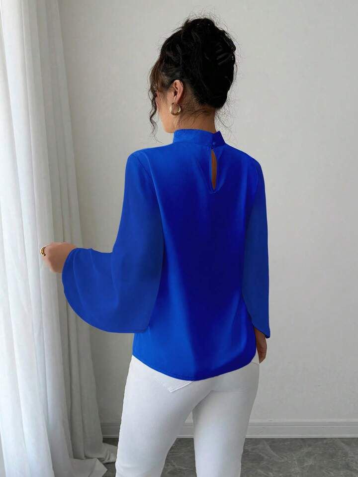 Blue French Satin Top