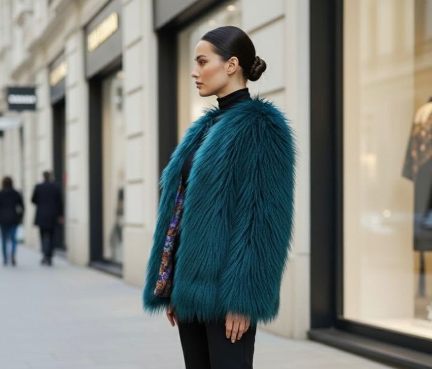 Green Faux Fur Coat
