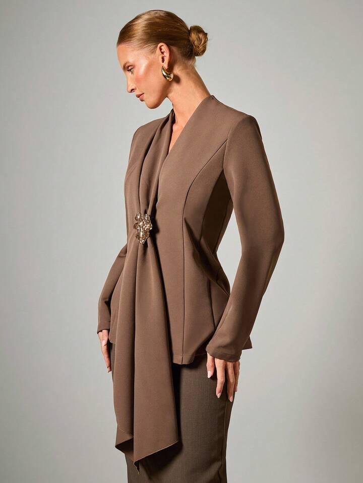Gold Metal Buckle Blazer