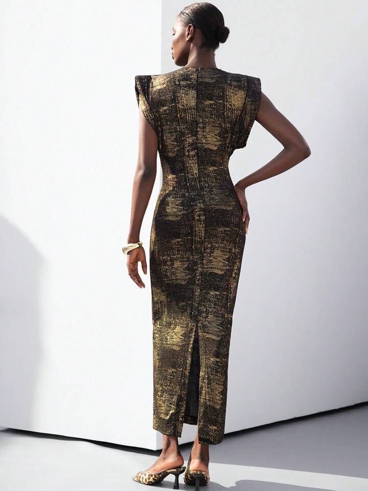 Gold Bodycon Shell Dress