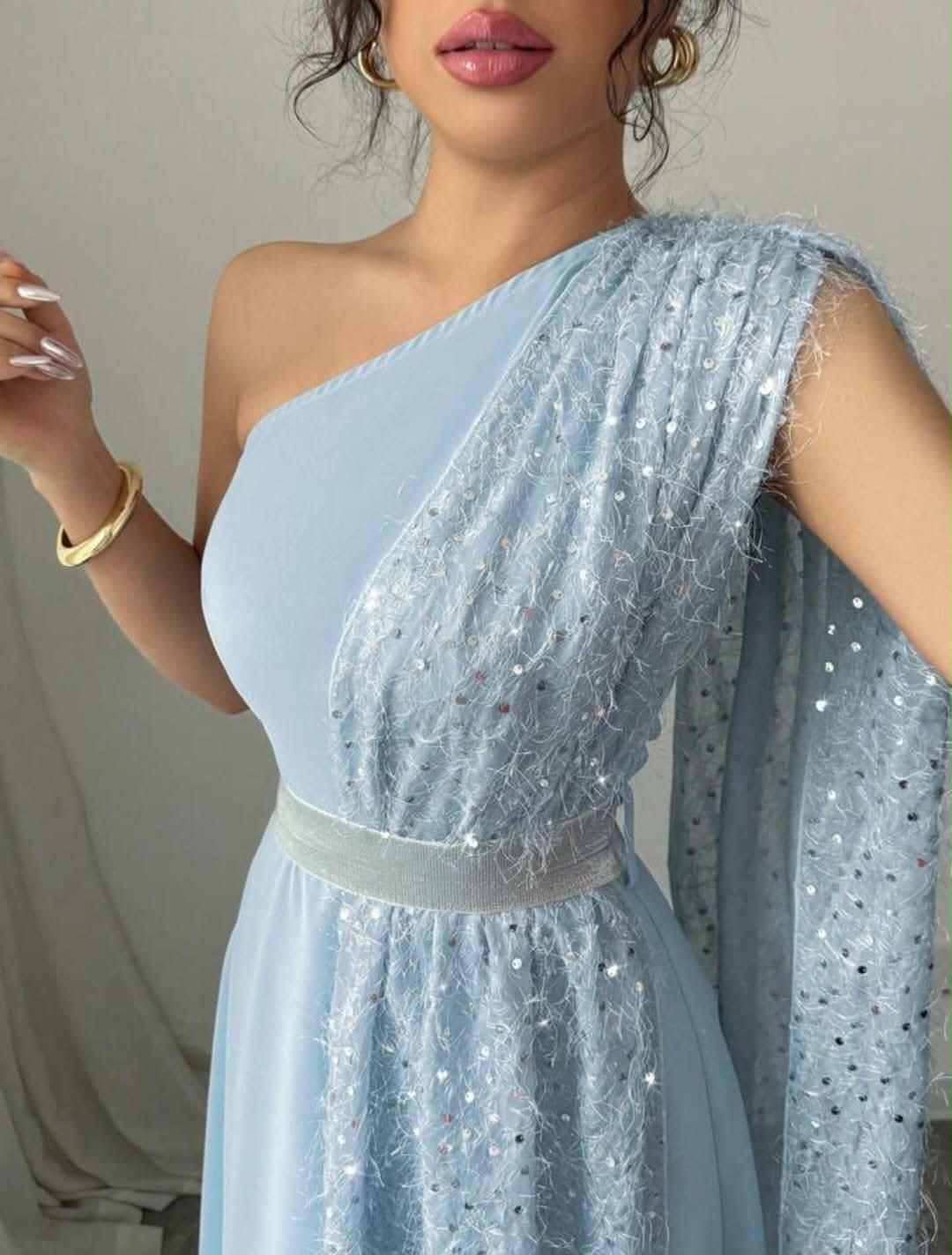 Sequin & Feather Decor Dress