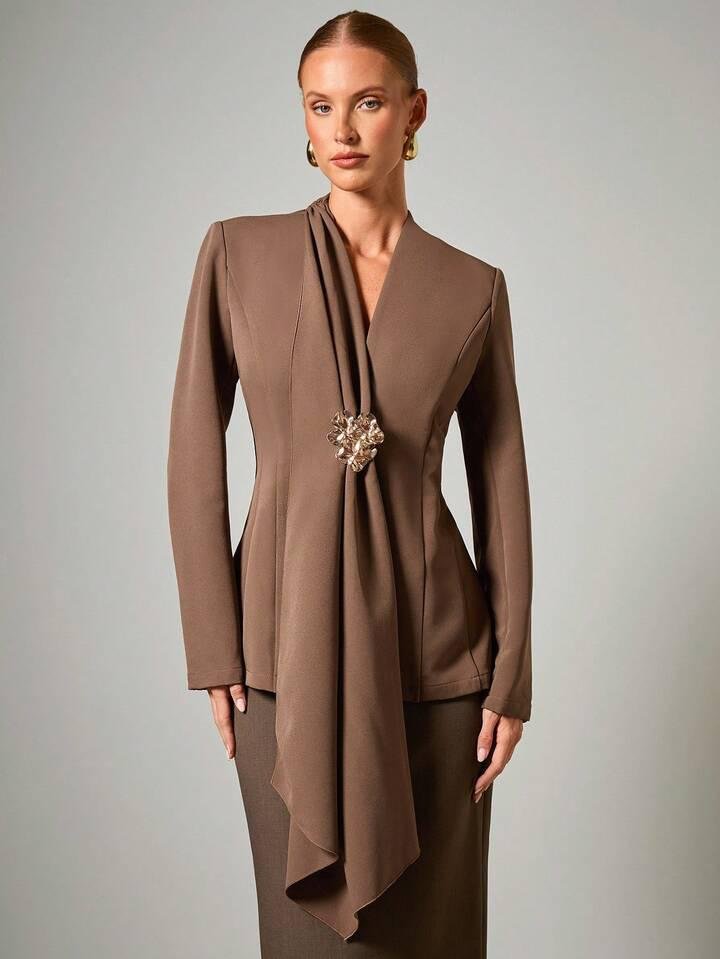 Gold Metal Buckle Blazer