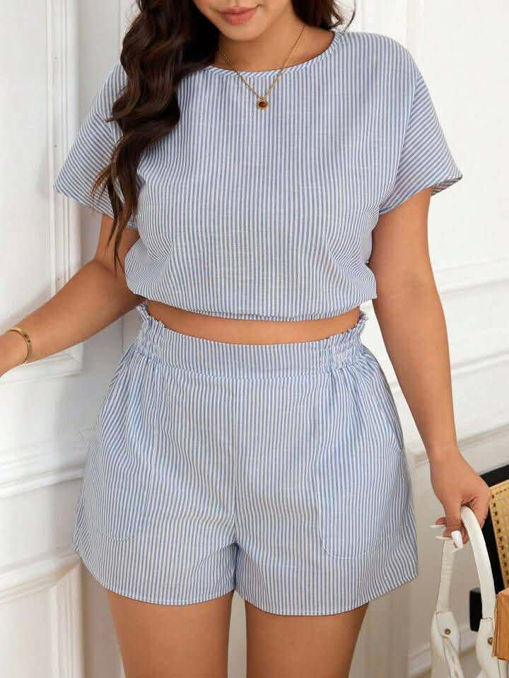 Striped Top & Shorts Co-Ord Set