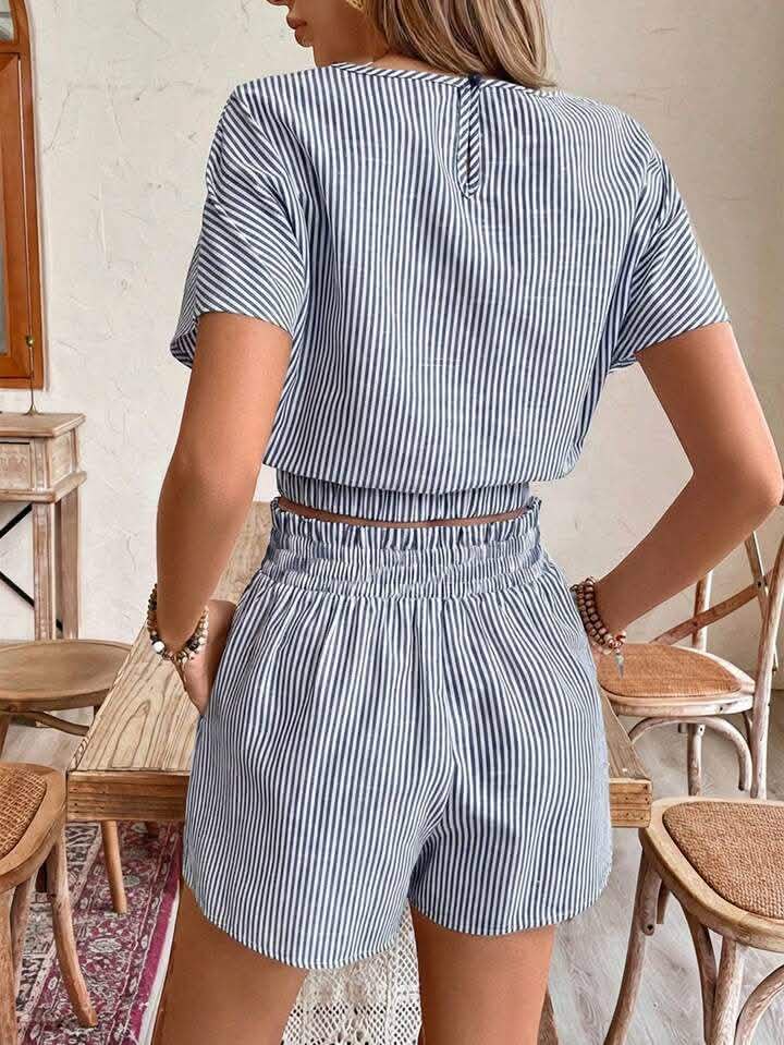 Striped Top & Shorts Co-Ord Set