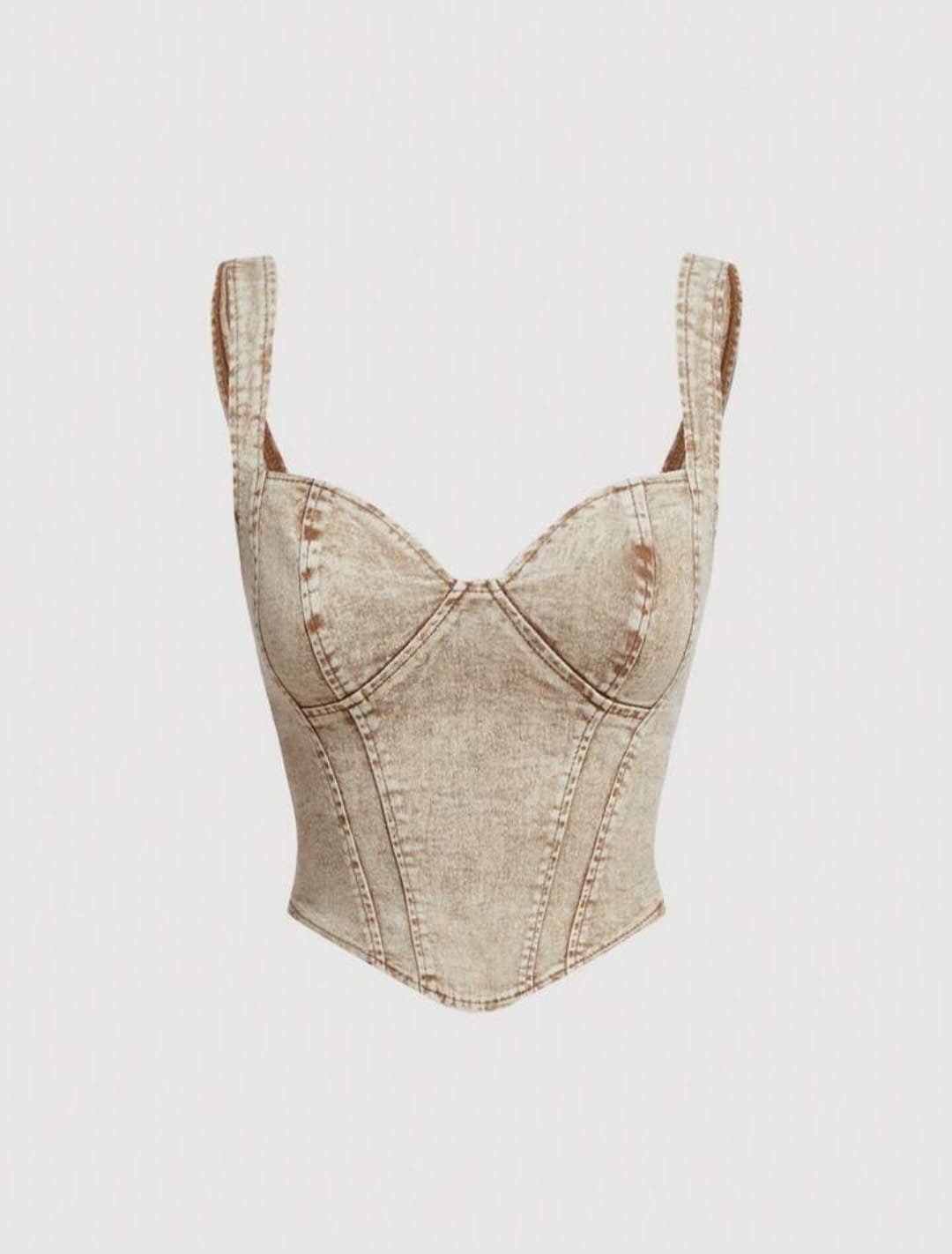 Vintage Denim Bustier Crop Top