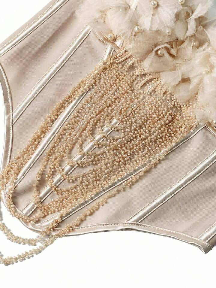 Floral Decor Faux Pearl Top