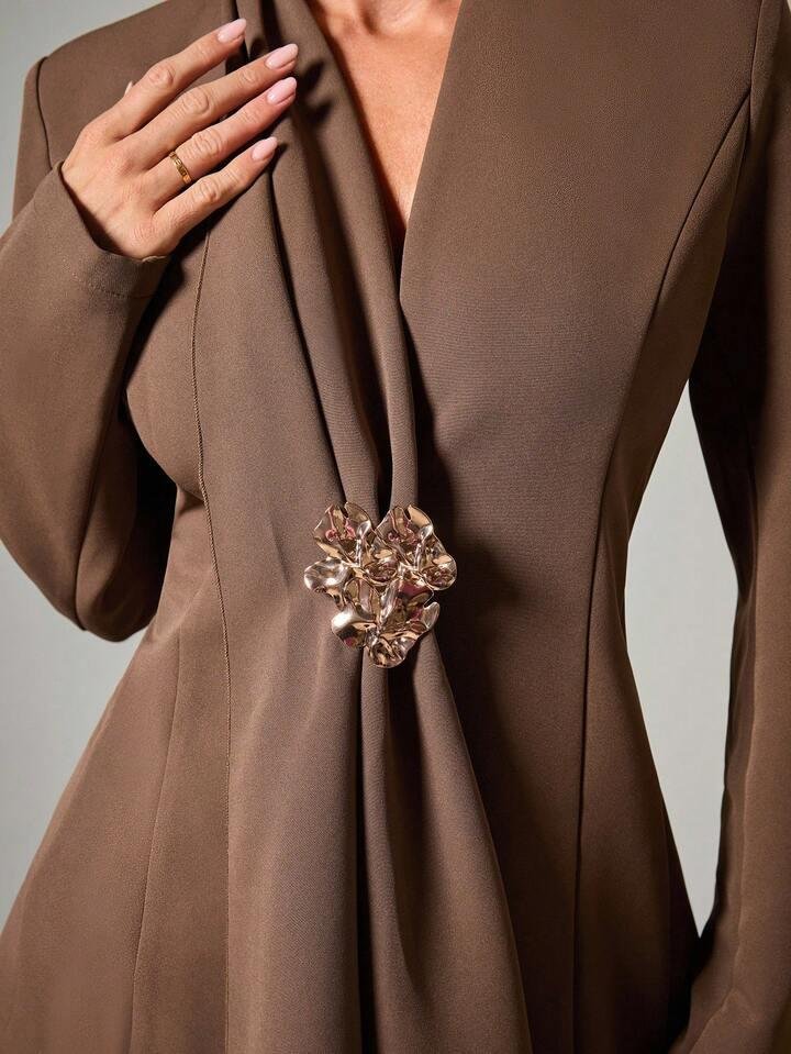 Gold Metal Buckle Blazer