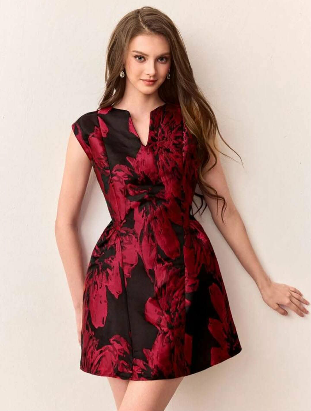 Jacquard Weave Colorblock Dress