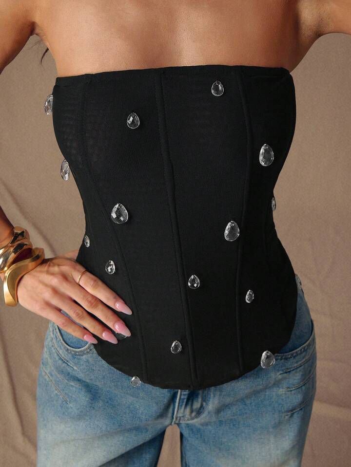 Black Corset Pendant Top