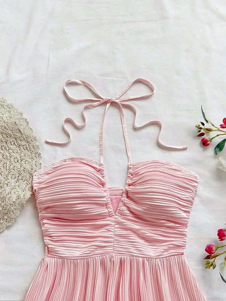Pink Wrinkled Frock Dress