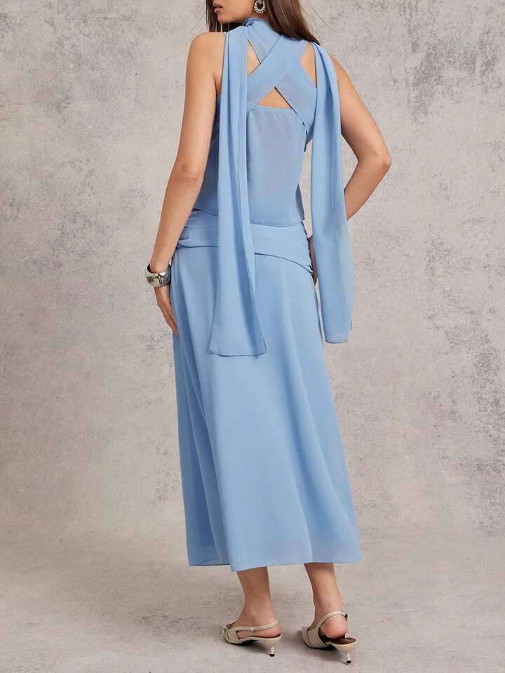 Double Layer Cami Top And Skirt Set