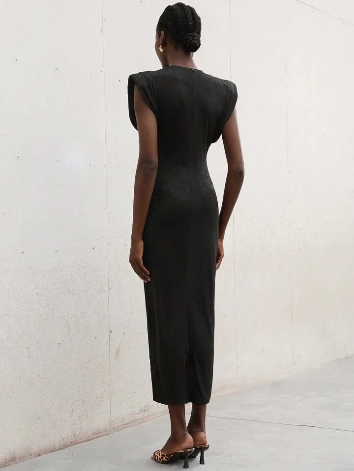 Black Bodycon Gold Shell Dress